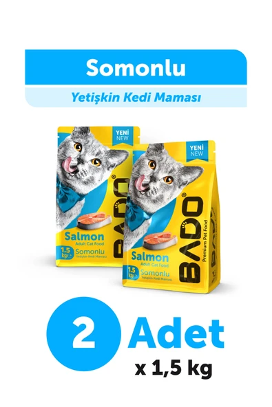 Bado Yetişkin Kedi Maması Somonlu 1,5 Kg 2'li ürün görseli 1