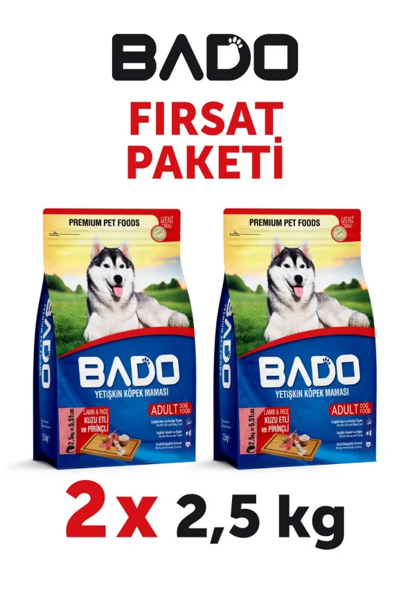 Bado Yetişkin Köpek Maması Kuzu Etli 2,5 Kg 2'li ürün görseli 1
