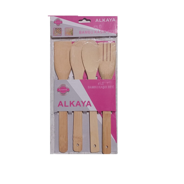 Bambu kaşık seti 4'lü uzunluk 28cm ürün görseli 1
