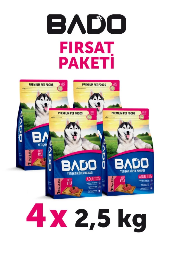 Bado Yetişkin Köpek Maması Etli Biftekli 2,5 Kg 4'lü ürün görseli 1
