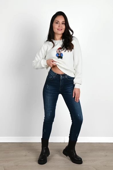 Kadın Baskılı Sweatshirt 1636-24 - Resim 9