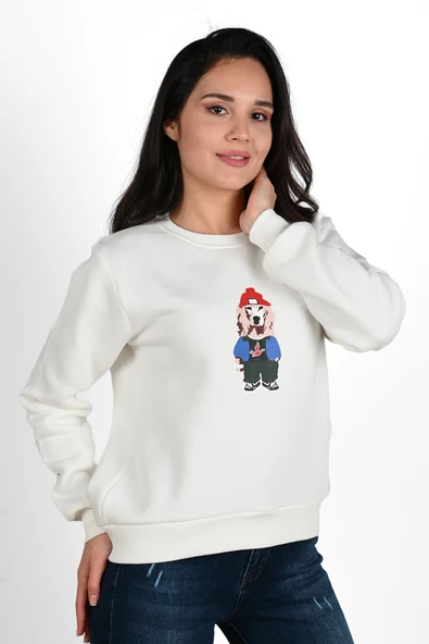 Kadın Baskılı Sweatshirt 1636-24 - Resim 7
