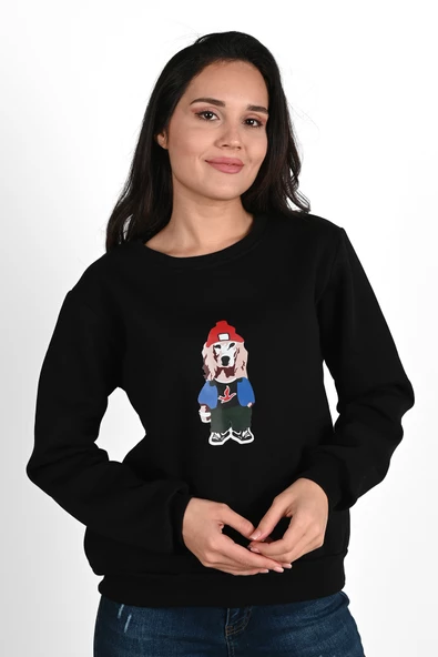 Kadın Baskılı Sweatshirt 1636-24 - Resim 2
