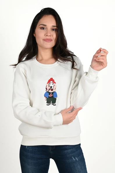 Kadın Baskılı Sweatshirt 1636-24 - Resim 8
