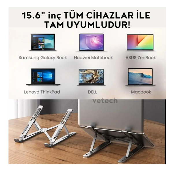 Alüminyum Ayarlanabilir Notebook Stant Macbook Laptop Standı - Resim 3