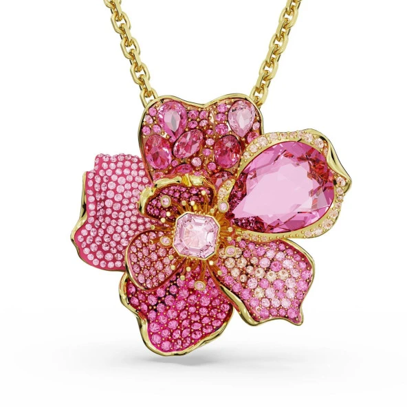 5652068 Swarovski Kolye Florere Pendant and Brooch, Pave, Flower, Pink, Gold-tone Plated ürün görseli 1