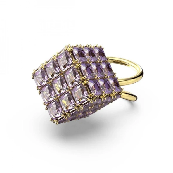 5629238 Swarovski Yüzük Curiosa : Coctail Ring Square Purple Gold Tone Plated 55 ürün görseli 1