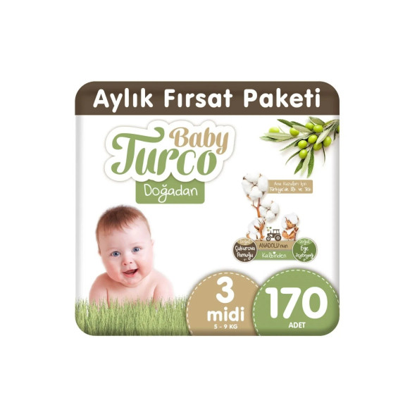 Baby Turco Doğadan 3 Numara Midi 170 Adet ürün görseli 1