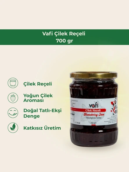 Vafi Reçel Serisi Çilek Reçeli 700 gr 1 ADET - Resim 2