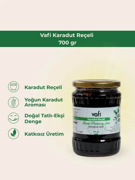 Vafi Reçel Serisi Karadut Reçeli 700 gr 1 ADET - Resim 2