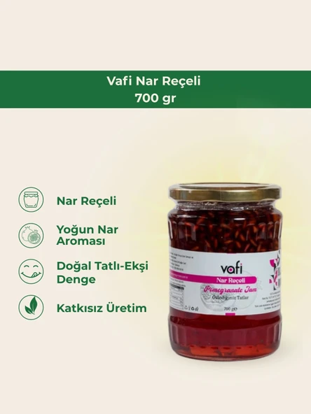 Vafi Reçel Serisi Nar Reçeli 700 gr  1 ADET - Resim 2
