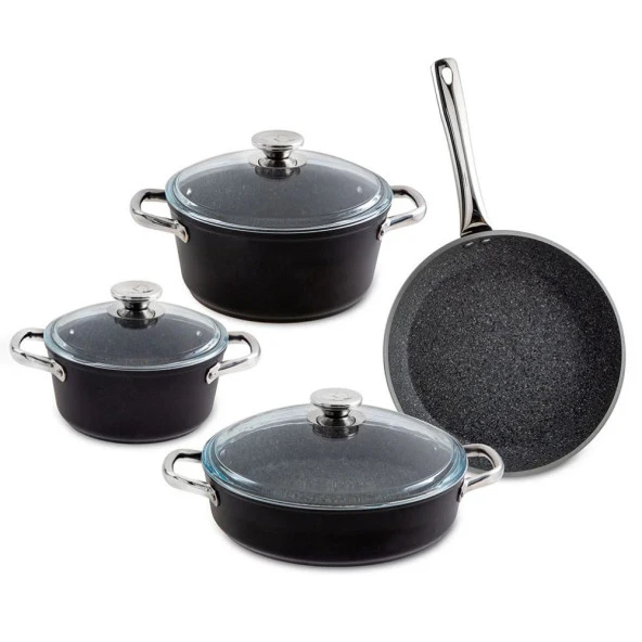 Jumbo Darci Black 7 Parça Granit Tencere Seti - Resim 2