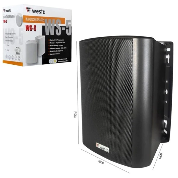 WESTA WS-5TB 5,25" 125W Trafolu Siyah Hoparlör IP65 ürün görseli 1