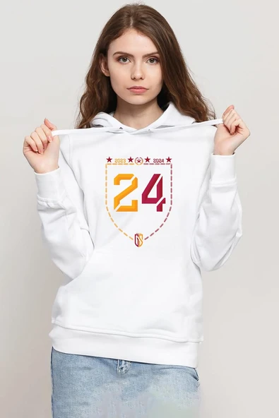 24 Şampiyonluk Beyaz Kadın 3ip Kapşonlu Sweatshirt ürün görseli 1
