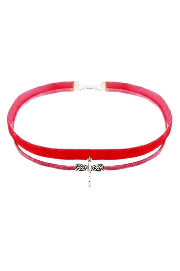 Pembe Kadife Kadın Yusufcuk Choker Kolye ürün görseli 1