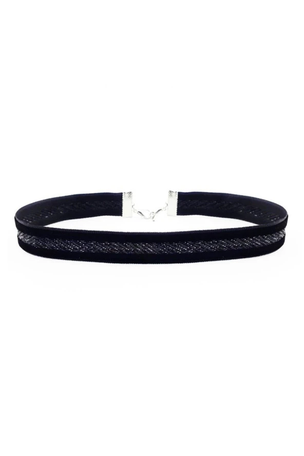 Simli Siyah Kadın Choker - Resim 2