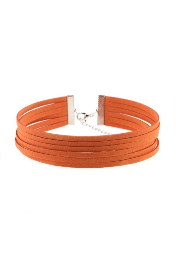 Turuncu Renk Kadın Süet Choker ürün görseli 1