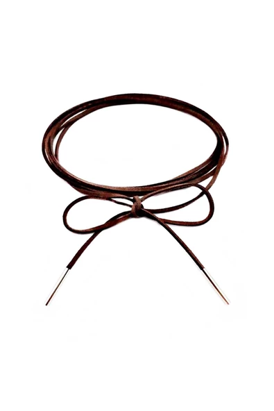 Kahverengi Süet Kadın Bağcıklı Choker Kolye ürün görseli 1