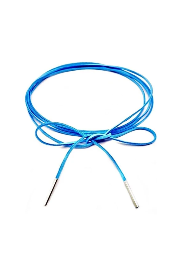 Mavi Renk Kadın Süet Bağcıklı Choker Kolye ürün görseli 1