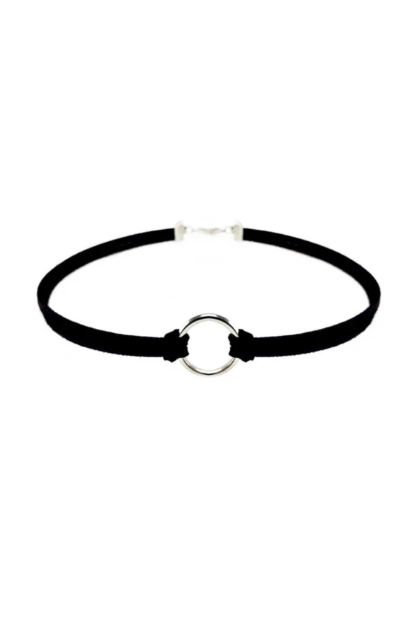 Siyah Renk Süet Kadın Round Choker Kolye ürün görseli 1