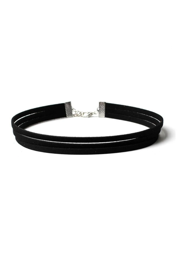 Siyah Renk Süet Kadın Choker Kolye ürün görseli 1