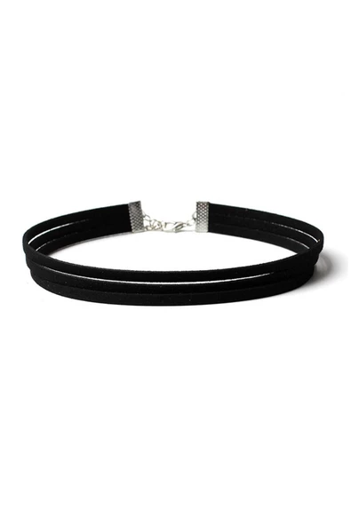 Siyah Renk Süet Kadın Choker Kolye ürün görseli 1
