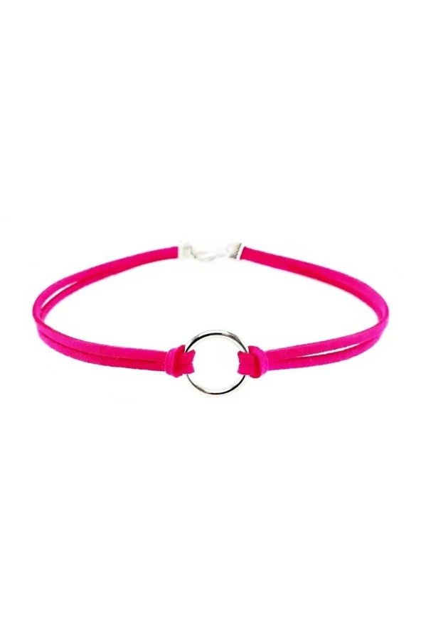 Fuşya Renk Kadın Süet Round Choker ürün görseli 1