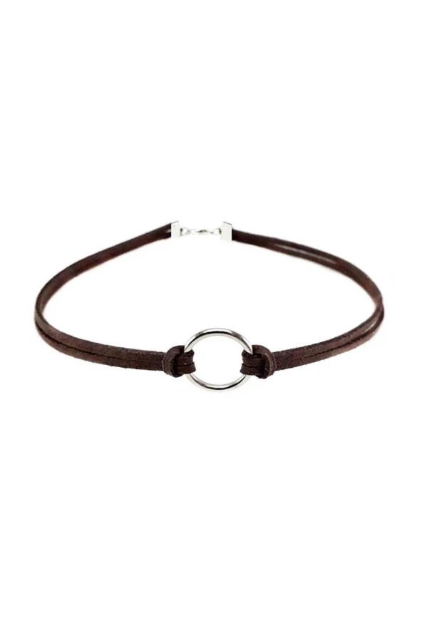 Kahverengi Kadın Süet Round Choker ürün görseli 1
