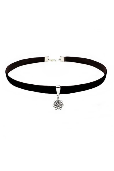 Siyah Kadife Kar Tanesi Kadın Choker Tasma Kolye ürün görseli 1