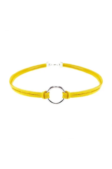 Sarı Renk Kadın Süet Round Choker ürün görseli 1