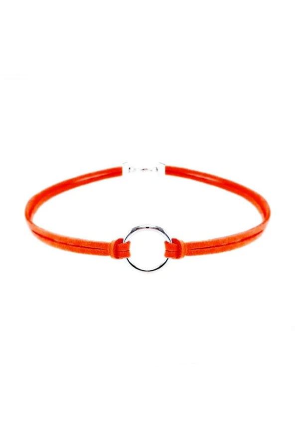 Turuncu Renk Kadın Süet Round Choker ürün görseli 1