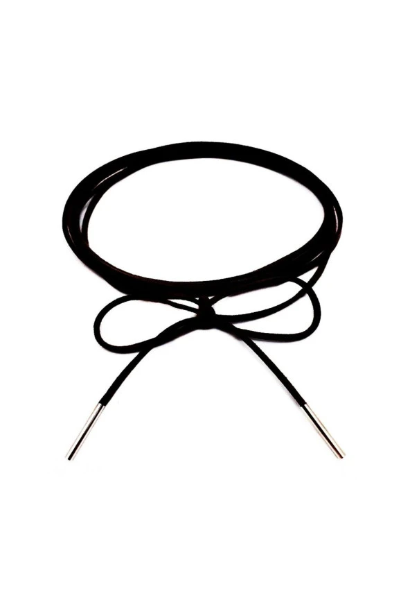 Siyah Renk Kadın Süet Bağcıklı Choker Kolye ürün görseli 1