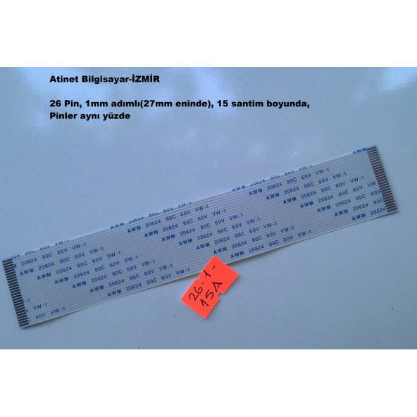 Awm 20624 80C 60V Vw-1 Flex Şerit Kablo  26 pinli 1 mm adımlı 26-1-15A ürün görseli 1