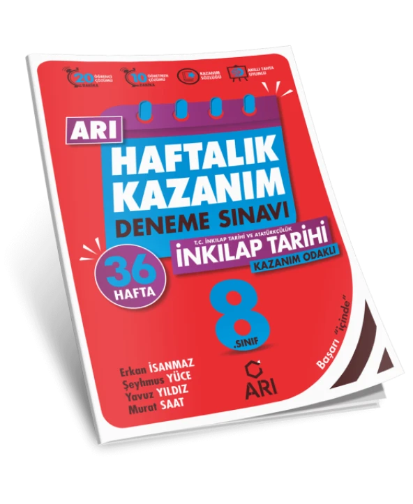 Arı Yayıncılık 8.Sınıf İnkılap Tarihi Haftalık Kazanım Deneme ürün görseli 1