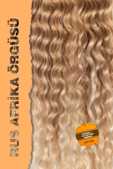 Rus Afro Dalgası Saç – Karamel / Platin Sarı Ombreli - Resim 2