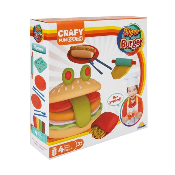 Crafy Süper Burger Oyun Hamuru Seti 200 gr. 12 Parça ürün görseli 1