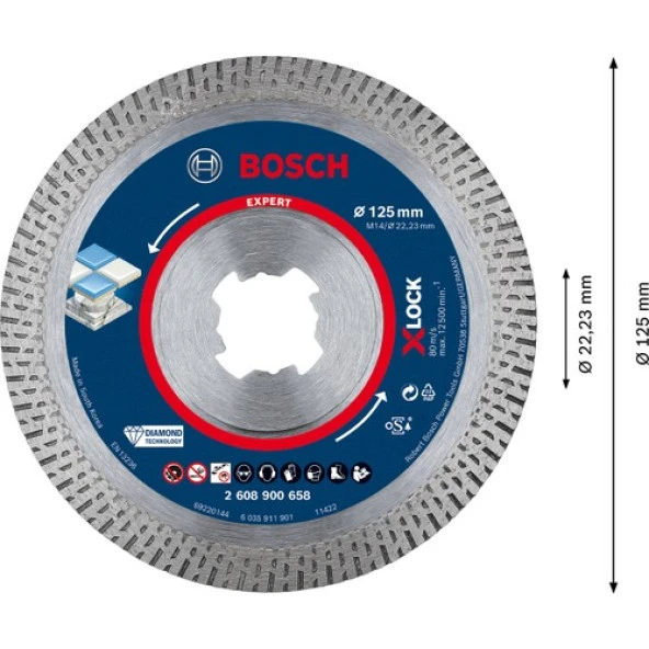 Bosch Expert Hardceramic X-Lock Elmas Kesme Diski 125 x 22,23 x 1,4 x 10 mm ürün görseli 1