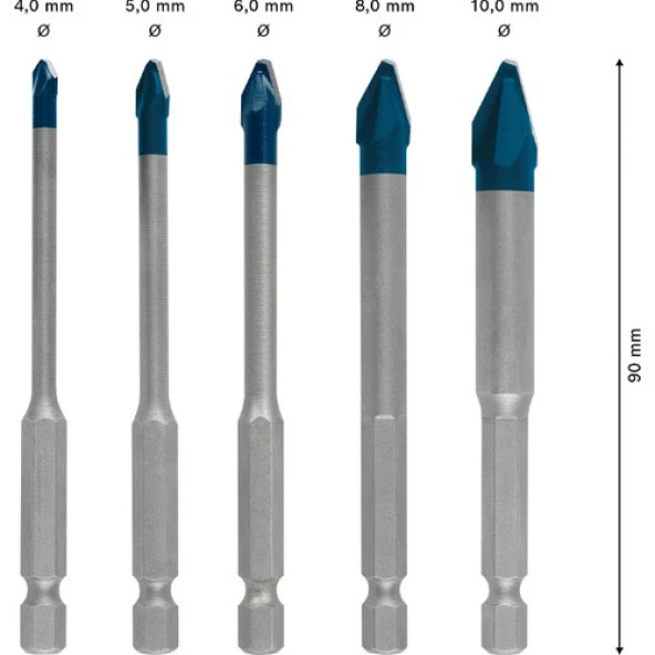 Bosch Expert Hex-9 Hardceramic Delme Ucu Seti 4/5/6/8/10 mm 5 Parça ürün görseli 1