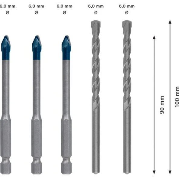 Bosch Expert Hex-9 Hardceramic Delme Ucu Karışık Seti 6 mm 5 Parça ürün görseli 1