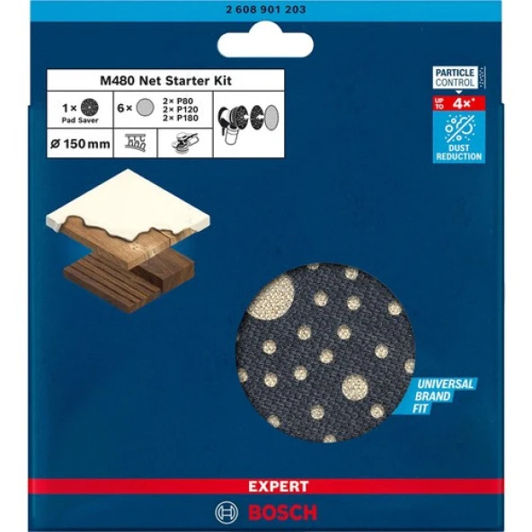 Bosch Expert M480 Başlangıç Kiti, Eksantrik Zımpara Makineleri Için, 150 mm 7 Parça ürün görseli 1