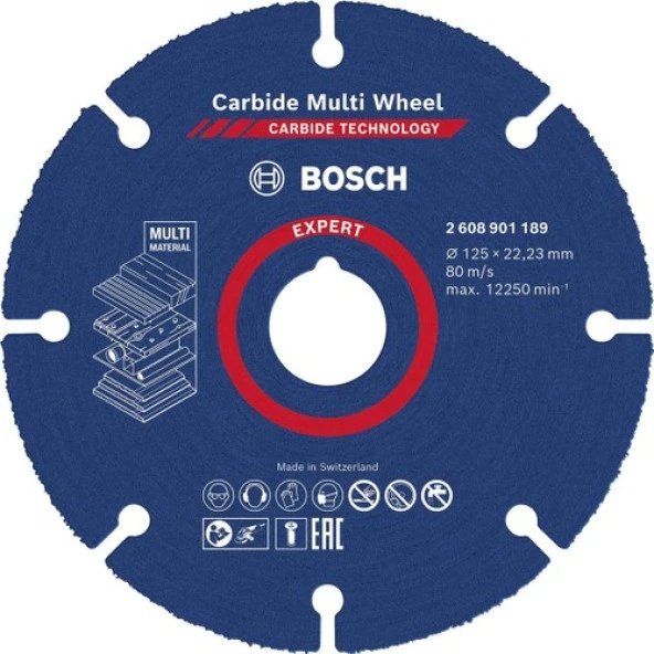 Bosch Expert Carbide Multi Wheel 125 Mm, 22,23 mm Kesici Disk - 2608901189 ürün görseli 1
