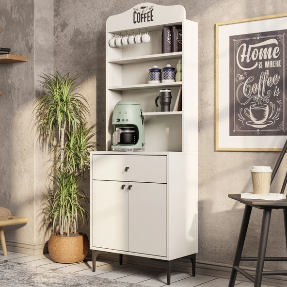 Mezza 5200 SIESTA 69 CM KAHVE KÖŞESİ ÇOK AMAÇLI DOLAP 2 KAPAKLI 1 ÇEKMECELİ KİLER MUTFAK DOLABI BEYAZ ürün görseli 1