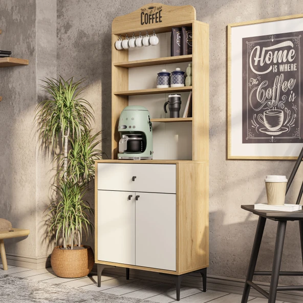 Mezza 5204 SIESTA 69CM KAHVE KÖŞESİ ÇOK AMAÇLI DOLAP 2 KAPAKLI 1 ÇEKMECELİ KİLER MUTFAK DOLABI SEPET-BEYAZ ürün görseli 1