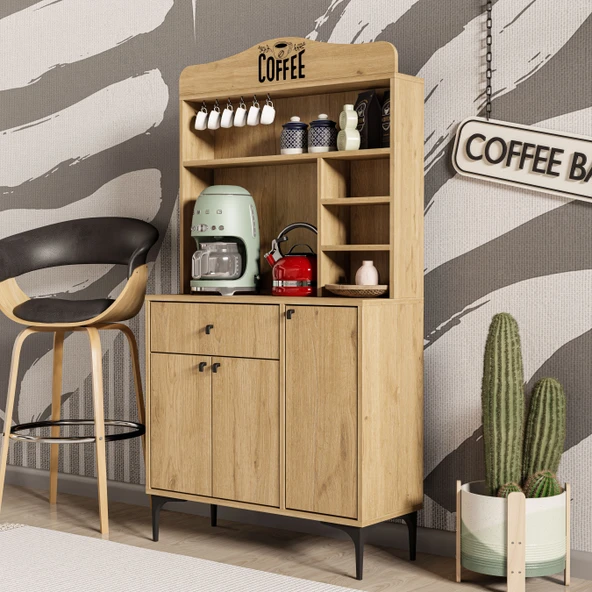 Mezza 5222 SIESTA 90 CM KAHVE KÖŞESİ ÇOK AMAÇLI DOLAP 3 KAPAKLI 1 ÇEKMECELİ KİLER MUTFAK DOLABI SEPET ürün görseli 1