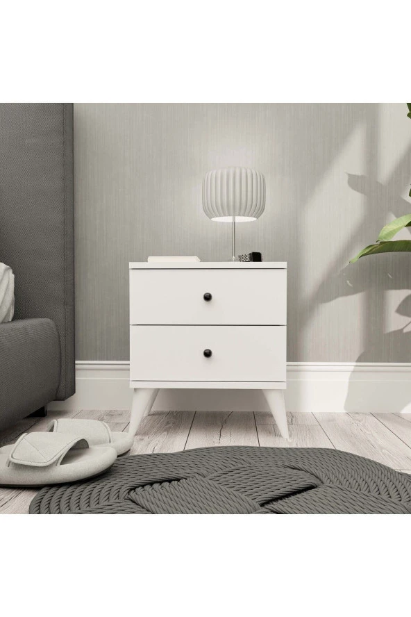 Mezza 3720 MONA 2 ÇEKMECELİ KOMODİN BEYAZ - Resim 4