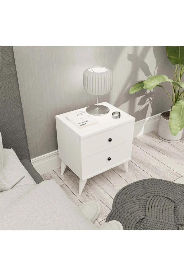 Mezza 3720 MONA 2 ÇEKMECELİ KOMODİN BEYAZ - Resim 5