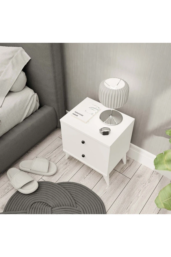 Mezza 3720 MONA 2 ÇEKMECELİ KOMODİN BEYAZ - Resim 6