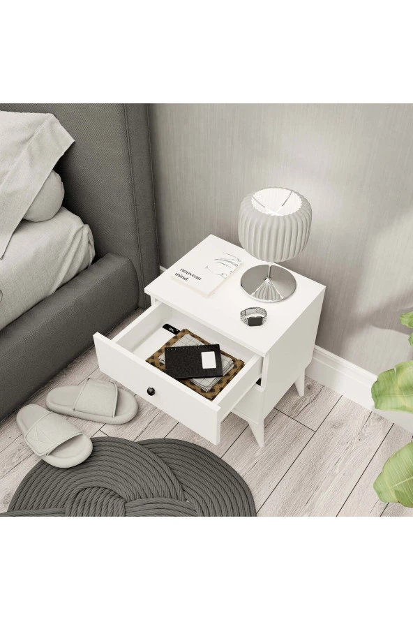 Mezza 3720 MONA 2 ÇEKMECELİ KOMODİN BEYAZ - Resim 3