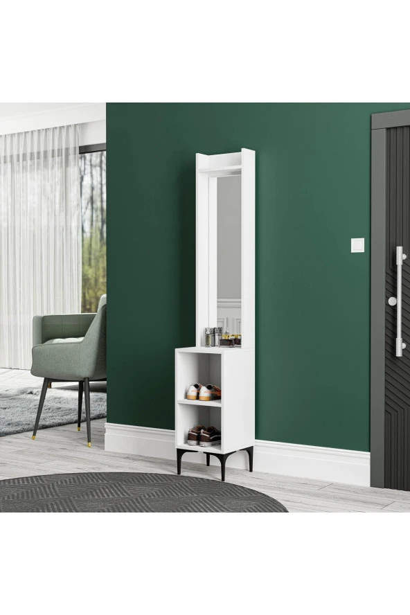 Mezza 5040 ROYAL 2 RAFLI AYNALI PORTMANTO MODÜLÜ BEYAZ ürün görseli 1
