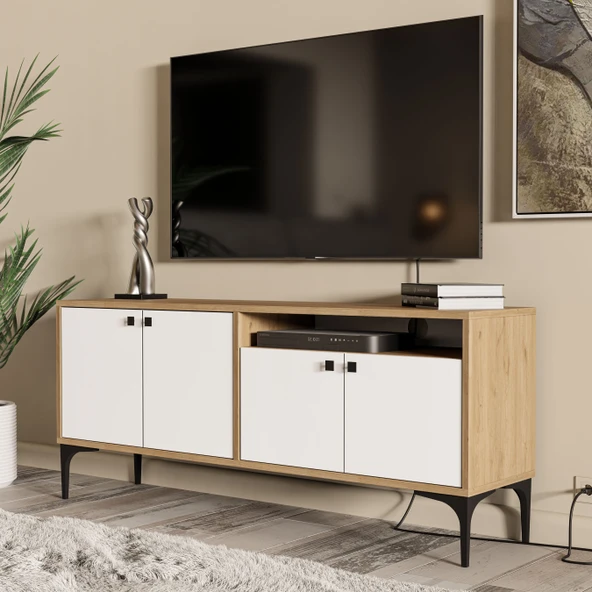 Mezza 1548 Artemis 139 Cm Tv Ünitesi Sepet-Beyaz ürün görseli 1